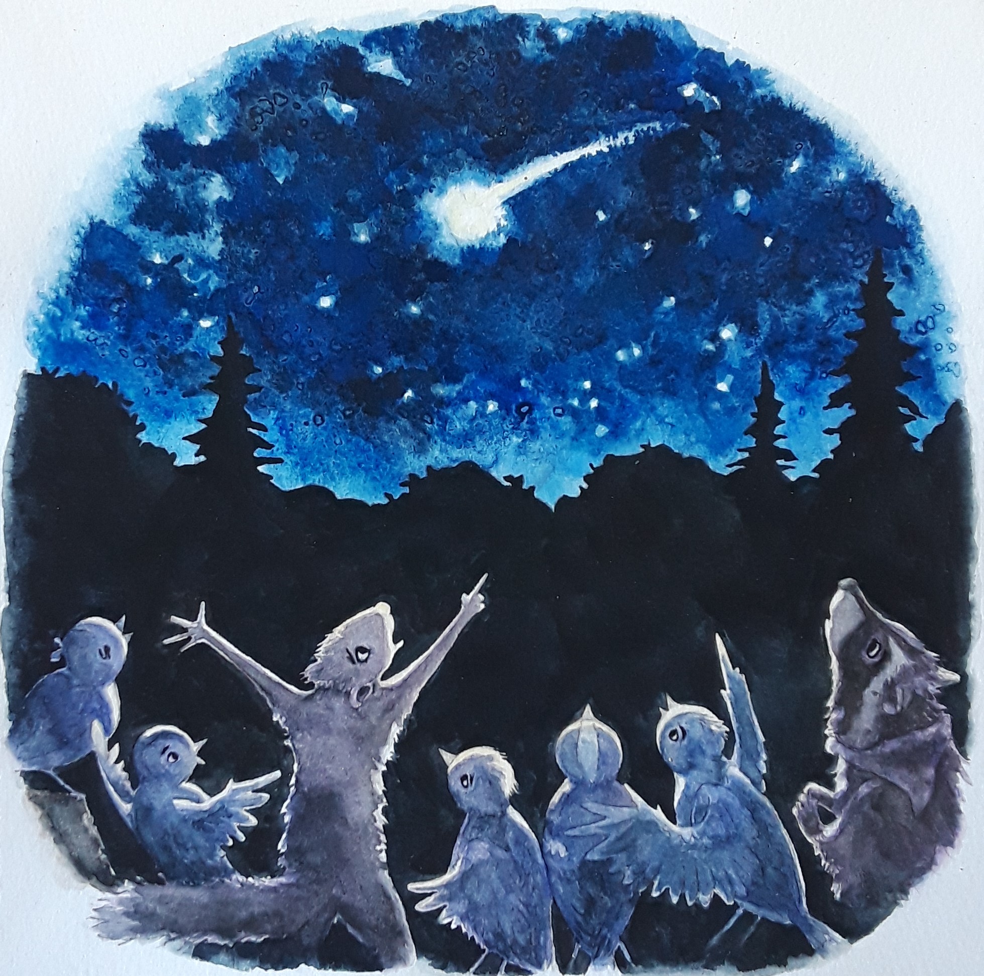 Birds story 3 image children's book illustration